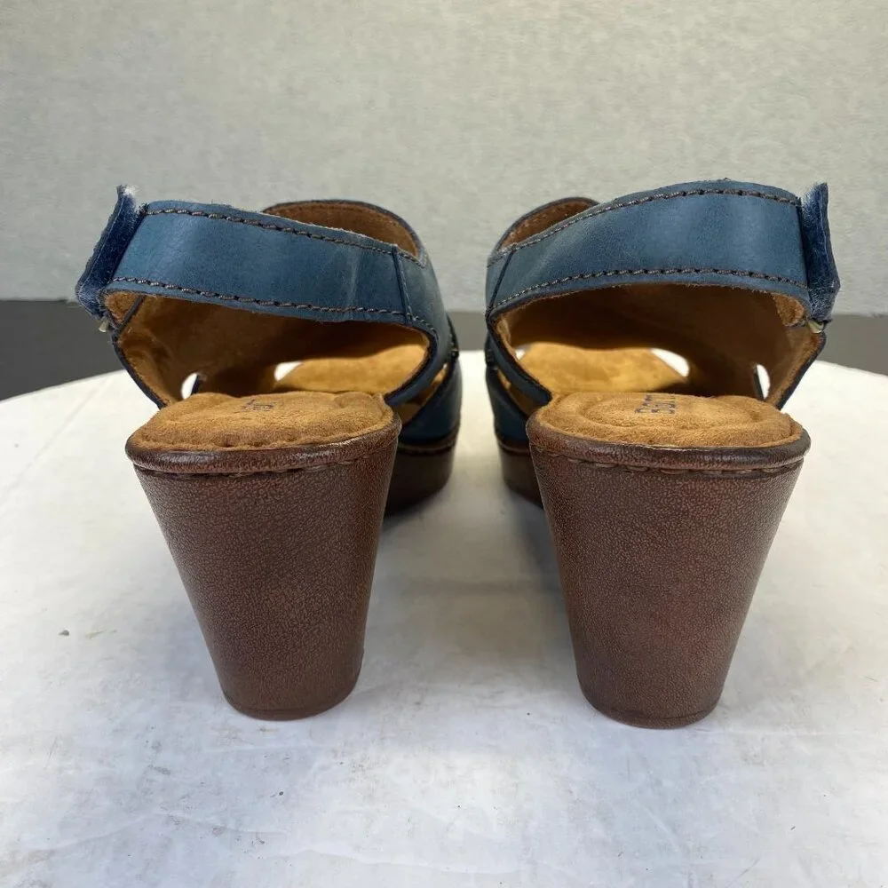 BORN WEKIVA Women's Leather Open Toe Slingback Pump Sz 10 M Chunk - Picture 12 of 15